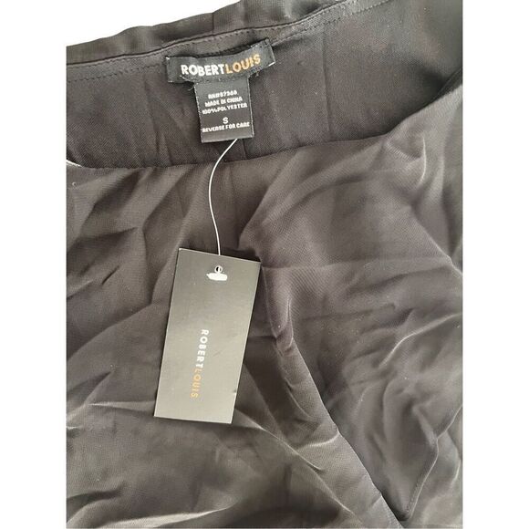 Robert Louis Dress Black Chiffon Round Neck Layered Lined Bling size S - Picture 6 of 8